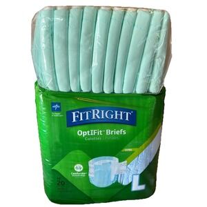 20Ct Medline FitRight OptiFit Briefs Adult Diapers L 44-56" NEW + 10 Bed Liners